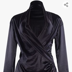 Black satin party dress